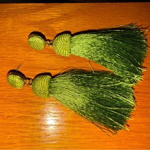 Moss Green Tassel Earrings